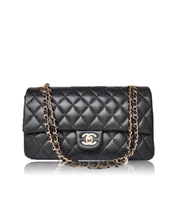 Chanel Classic Flap Cow Leather Crossbody Bag A58600 Y01295 Black