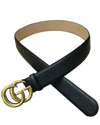 Gucci Leather belt with Double G buckle Black